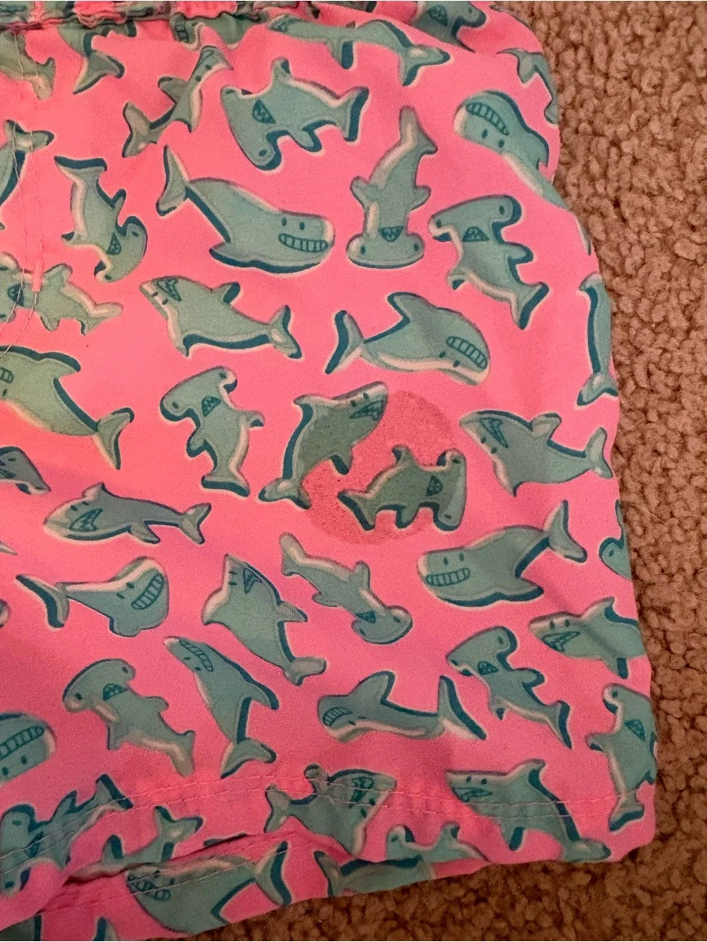 Cat & Jack Pink Swim Trunks with Teal Shark Print